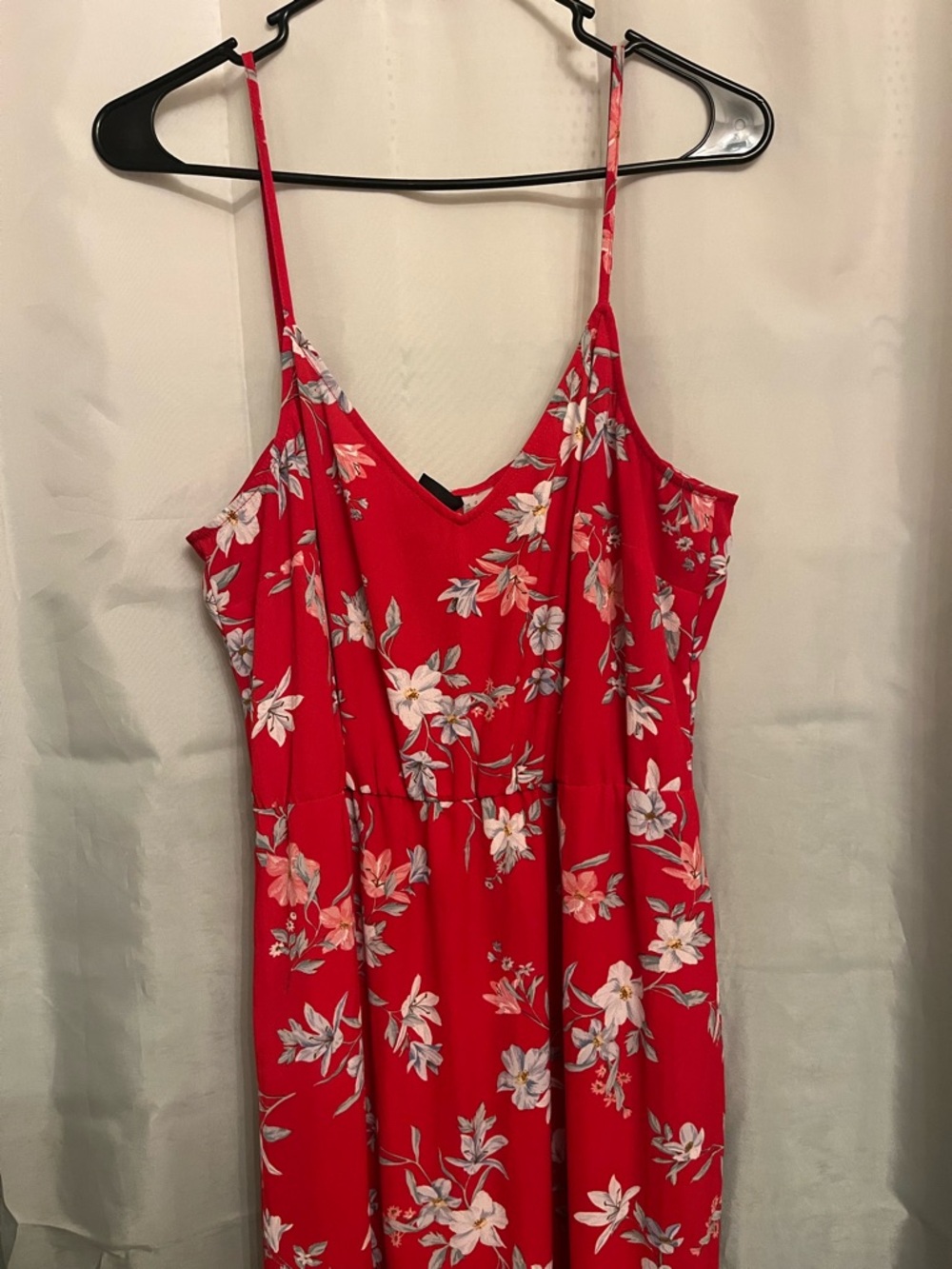 H&M Red Floral V-Neck Slip Dress